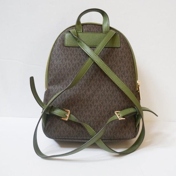 Michael Kors Medium Backpack MK Brown Green - Picture 3 of 11